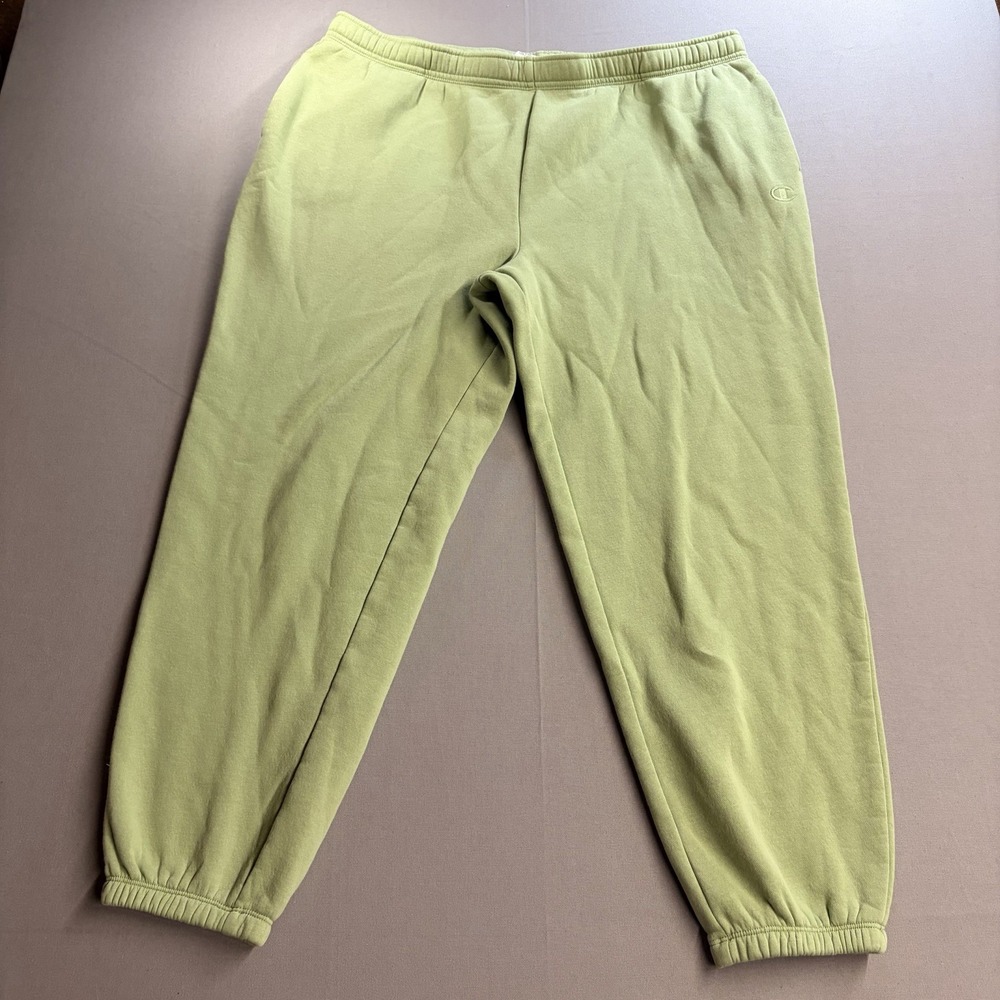 Champion 2XL Light Green Fleece Jogger Sweatpants Cotton Blend Tonal Logo